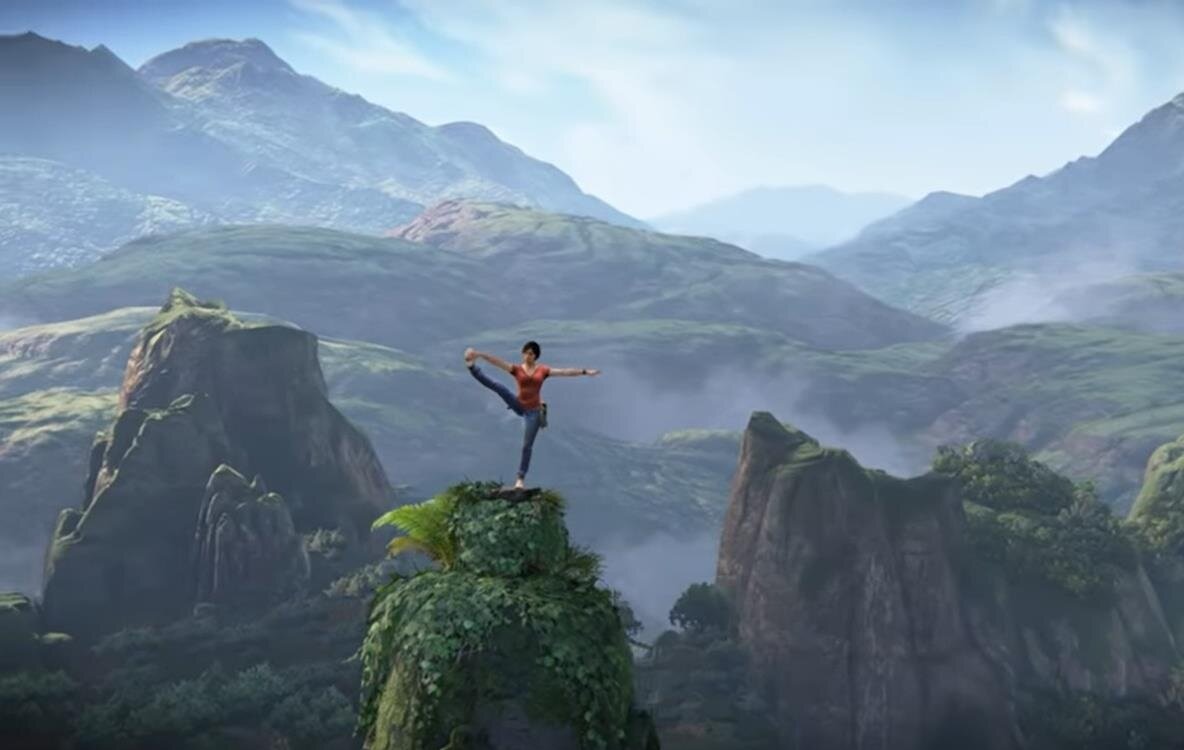 Йога-тайм на вершине горы в Uncharted: Lost Legacy