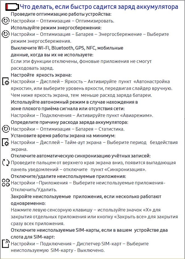 Рекомендации Samsung