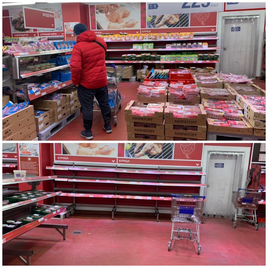 Опустошенный мясной отдел вновь полон. Фото автора.