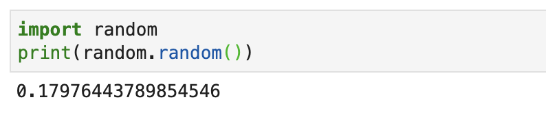 Импорт модуля random и вывод результата работы метода random внутри него
