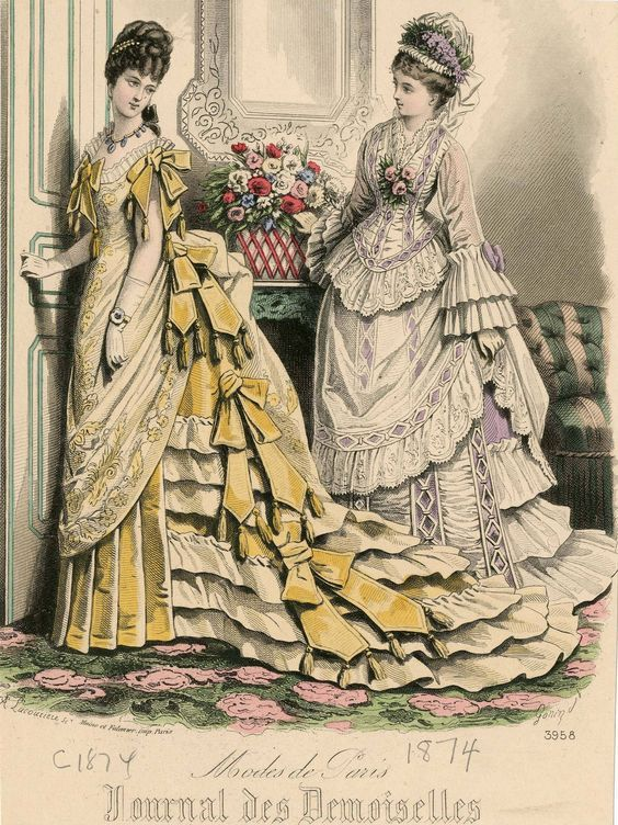 Модная гравюра "Journal des Demoiselles", 1874