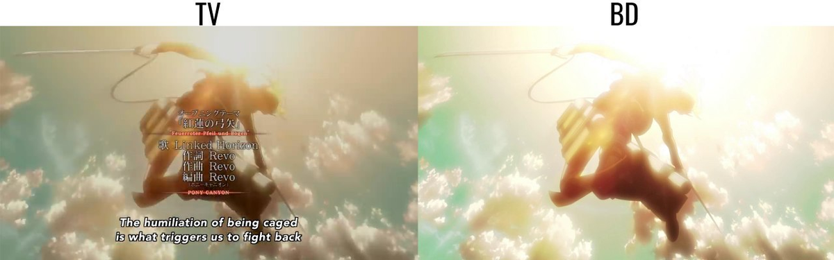 Слева версия из самого аниме, справа оригинал