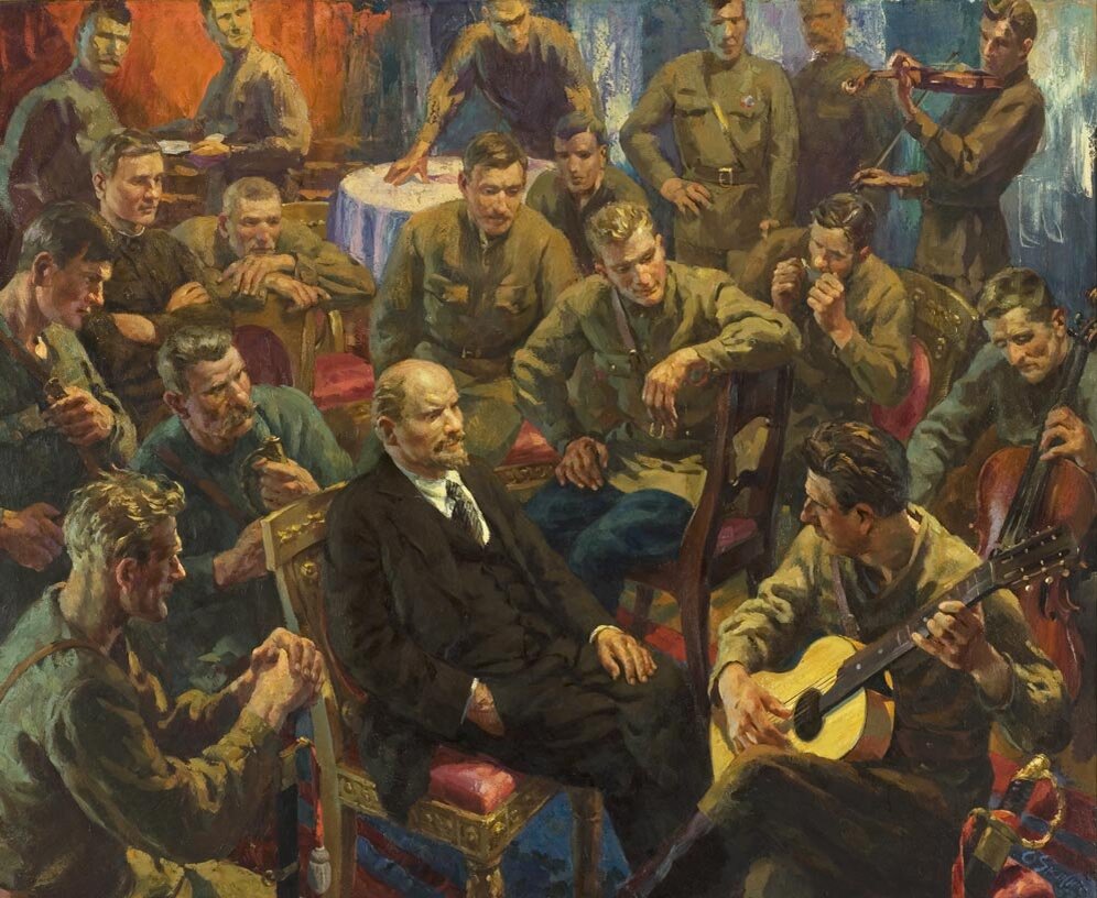 Ленин в окружении латышских стрелков. Изображение взято из открытых источников.
