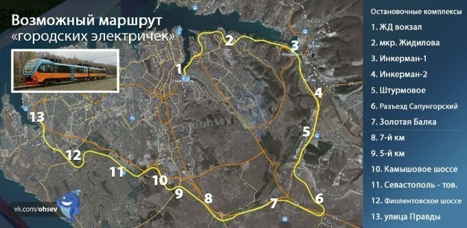 Маршрут "городской электрички" в Севастополе. Источник: vk.com/ohsev