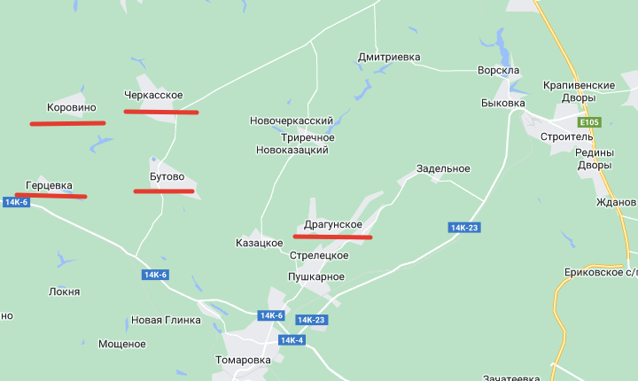 Упомянутые в статье населенные пункты. Рисунок Автора