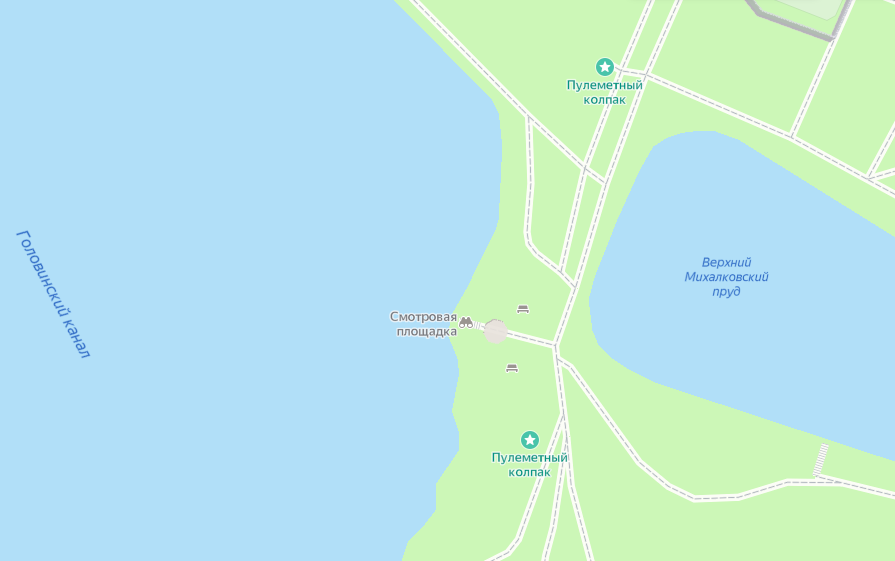 Пулеметные колпаки на современной карте. 