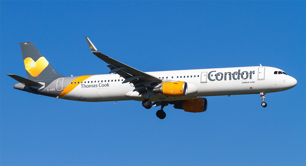 Airbus A321 в старой ливрее авиакомпании Condor. Фото - Alexis Boldon.