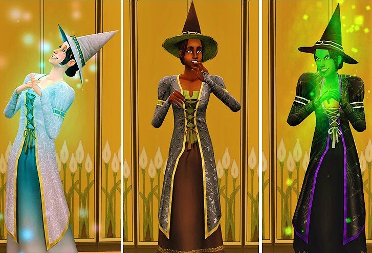 Добрая, Нейтральная и Злая ведьма в The Sims 2 (внешние отличия)