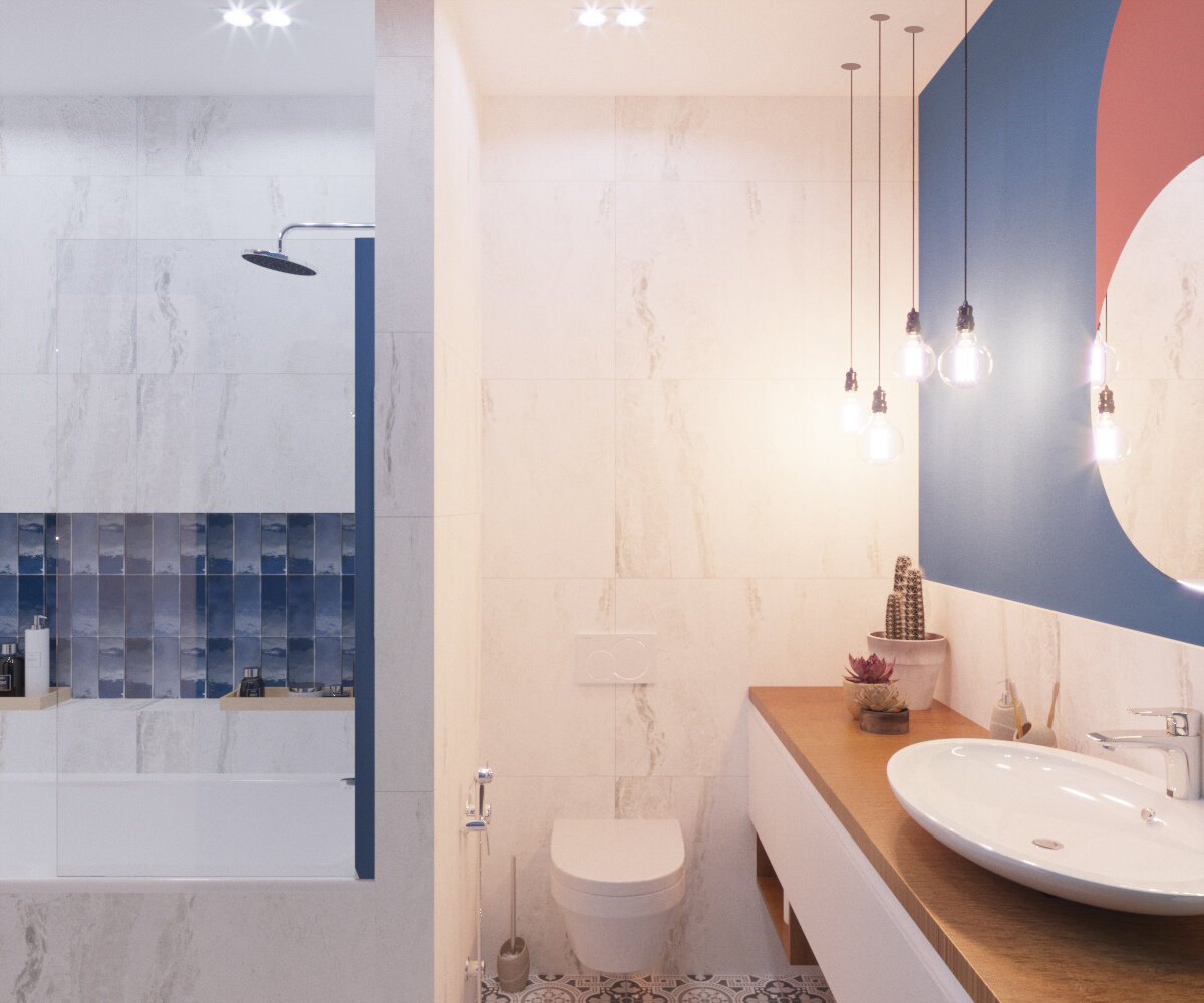 Здесь мы "спрятали" унитаз в нишу