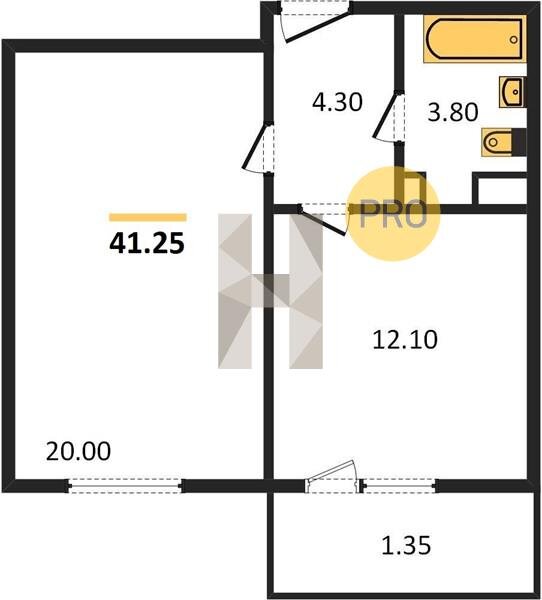 Однокомнатная квартира 41,25 м от застройщика Ростова-на-Дону