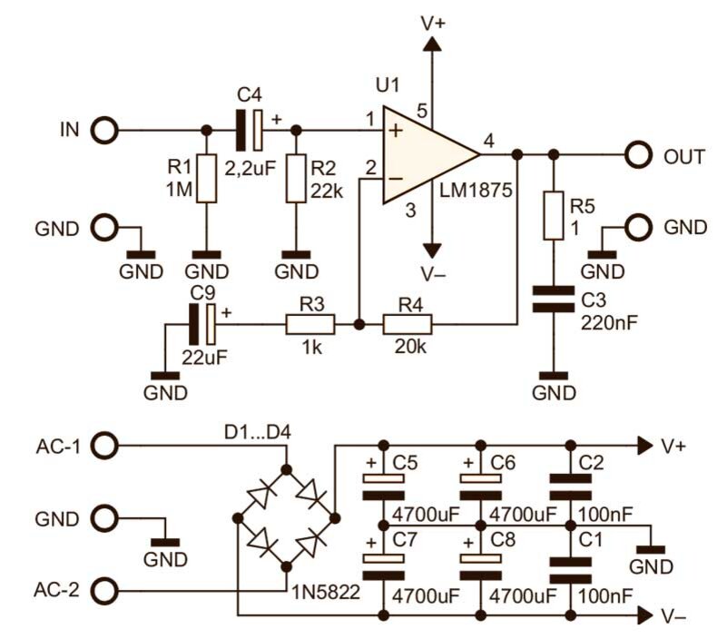 Lm1875 схема усилителя Усилитель 20 Вт на LM1875 Radio-любитель Дзен
