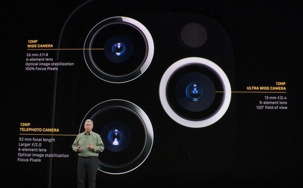 Три камеры в iPhone 11 Pro: основная, телефото и сверхширокоугольная. Базовый iPhone 11 без приставки «Pro» в названии лишён телефото модуля