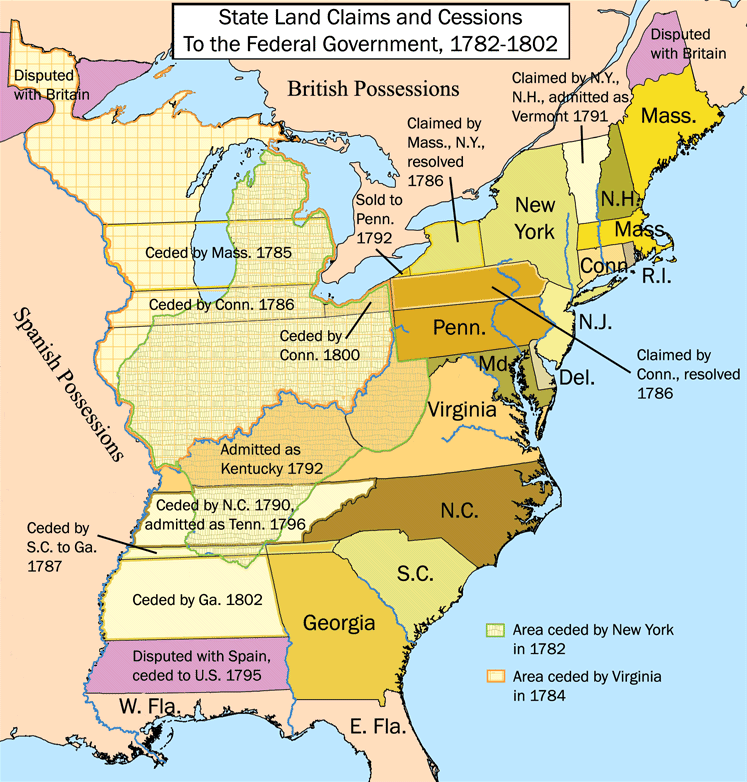 Карта США после Парижского мира 1783 года