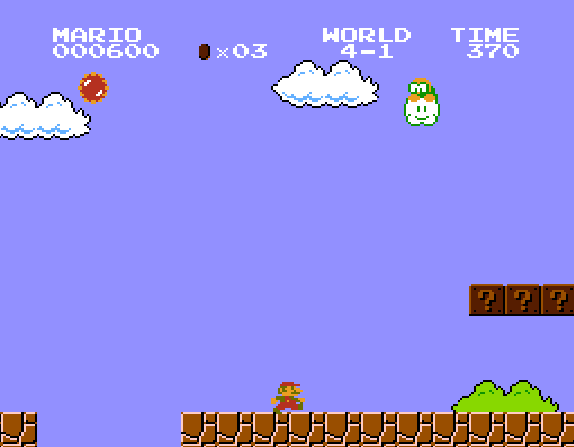 «Гриб жизни» на уровне 4-1 в игре «Super Mario bros.» на Денди