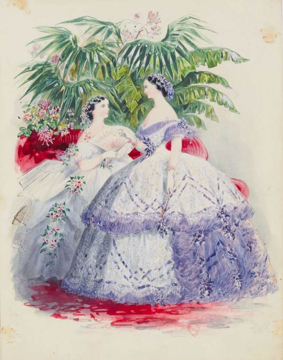 Мода в акварельных рисунках, 1858-1865 годы 