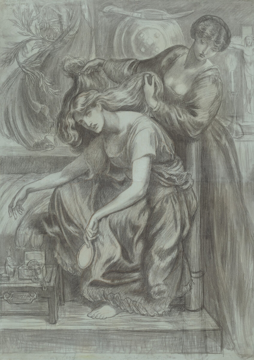 Предсмертная песнь Дездемоны. Эскиз. Данте Габриэль Россетти. 1880 г.