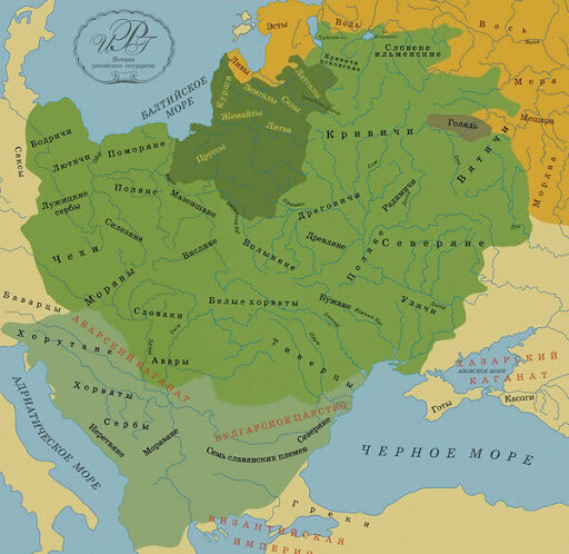 Приглядитесь. На карте видно, что пол Европы населяют славянские племена.