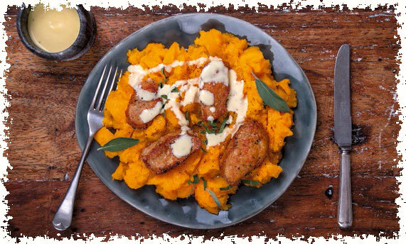 Свиное филе с горчичным соусом и тыквенным пюре