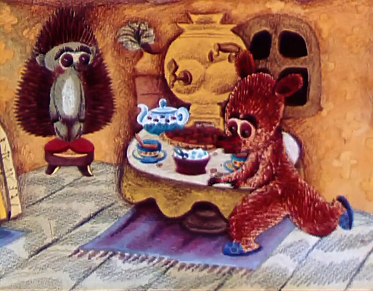 кадр из мультфильма "Как Ёжик и Медвежонок встречали Новый год"