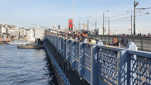 Толпы рыбаков на мосту в Стамбуле: пошел посмотреть что они там ловят