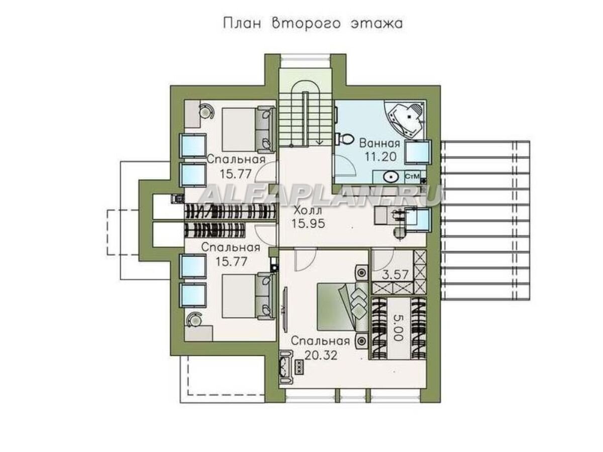 Загородный дом с мансардой, проект «Плеяды» 593А, 189 м2, 3(4) спальни |  Популярные проекты домов Альфаплан | Дзен