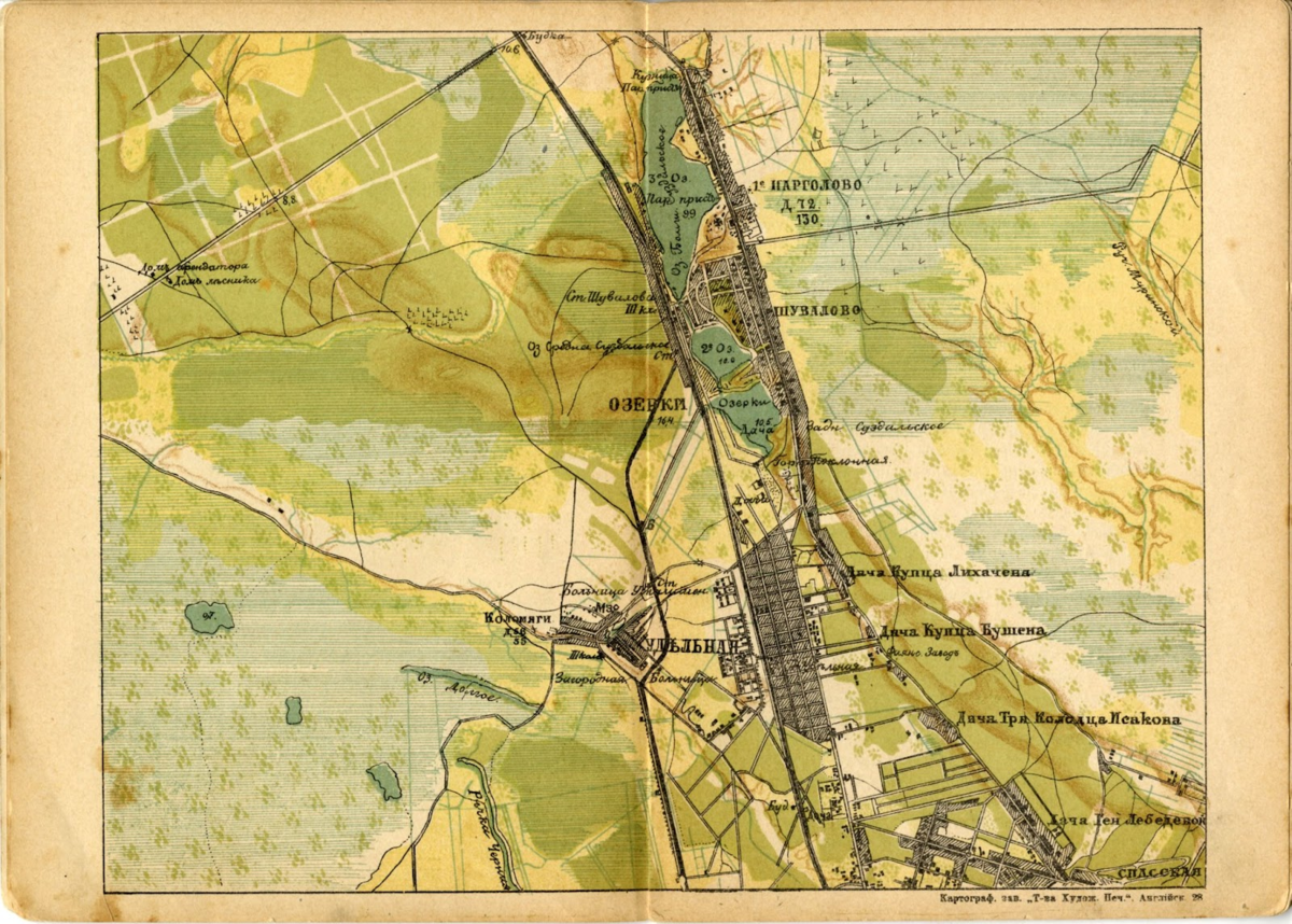 Карта Удельной, 1901 год из «Путеводителя по окрестностям Петербурга», Н. Ф. Арепьев 