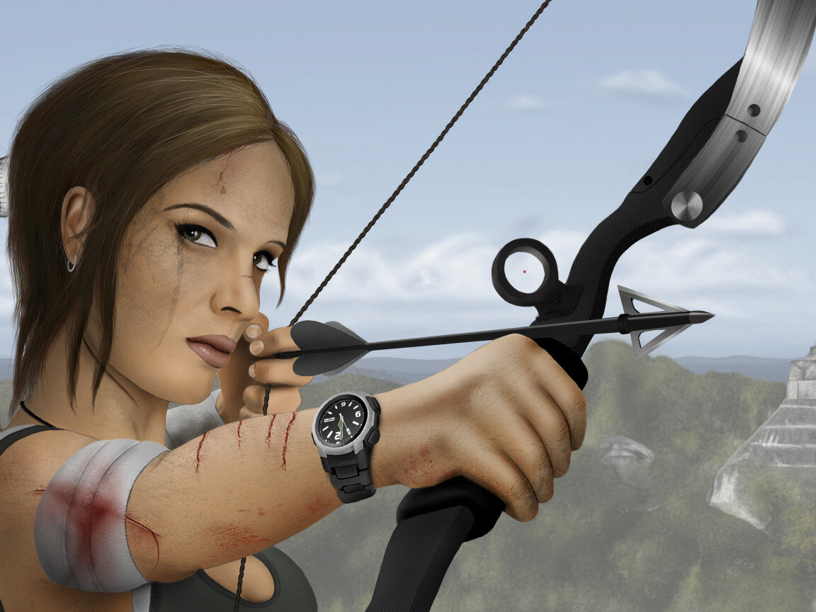 А вот это уже игровой персонаж Лара Крофт из игры 2013 года