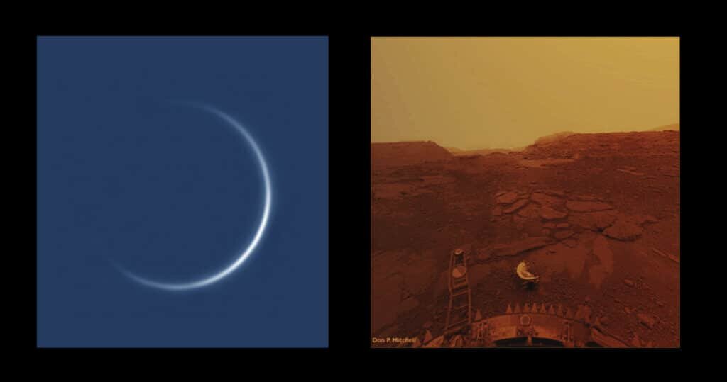    Самое яркое проявление контраста между оболочкой и содержимым среди планет Солнечной системы / © Bernd Koch. Изображение поверхности, переданное «Венерой-13» — в обработке Don Mitchell