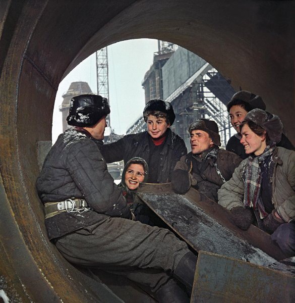 Темиртау. На строительстве Казахского металлургического завода. Дмитрий Ухтомский, 1958 год, Казахская ССР, г. Темиртау, МАММ/МДФ. 