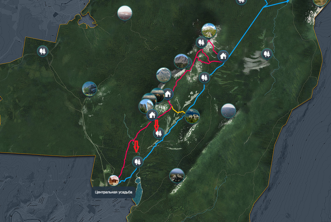 Карта парка "Таганай"