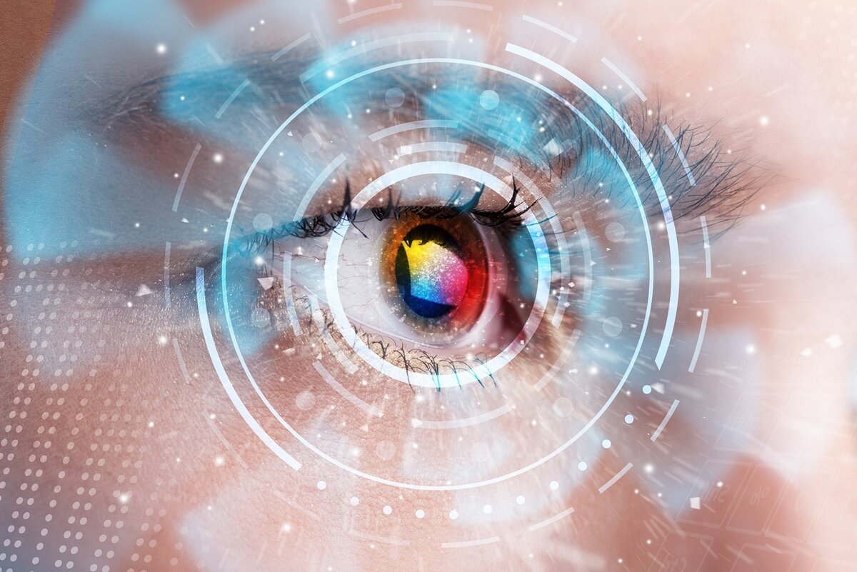 здоровый глаз человека. офтальмологические очки. умные линзы. контактные линзы для улучшения зрения. It технологии.