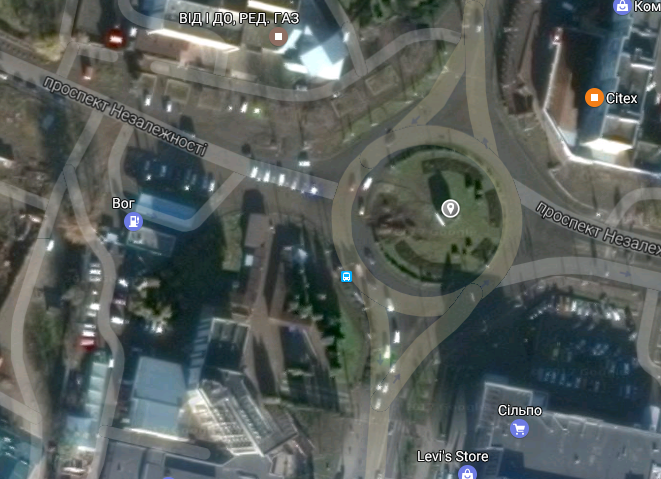 Кольцевая развязка. Вид сверху.