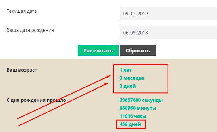 Cкриншот расчёта возраста проекта чата строителей Москвы 09.12.2019 www.qardas.ru