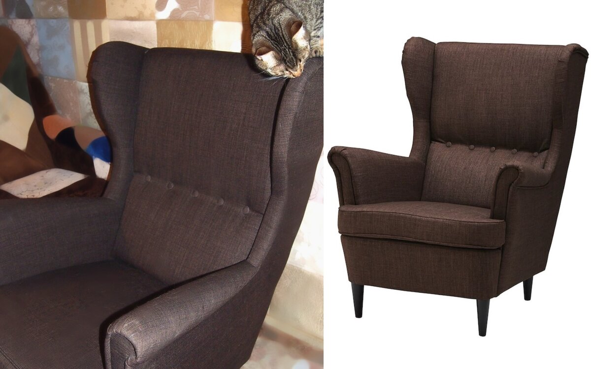 Этому креслу из ИКЕА 5 лет, оно нормальное, но чуть потёрлось и надоело