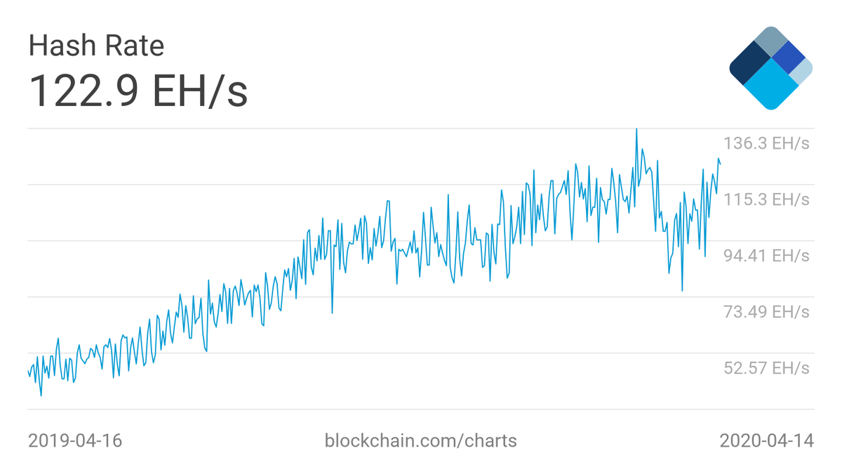 1-летний график биткоин-хэша Источник: Blockchain