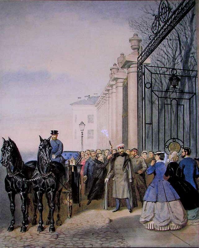 Покушение на Александра II, картина неизвестного художника, 1866 год.