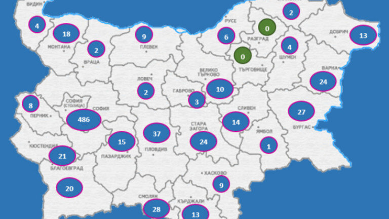 Численность населения, пострадавшая от коронавируса в Болгарии.
