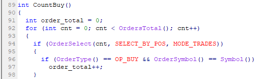 пример MQL кода