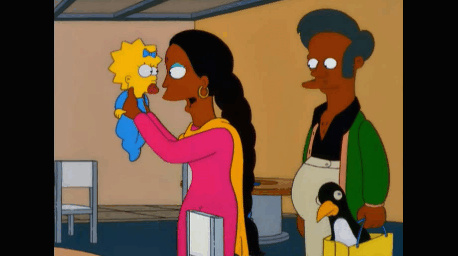 Ещё бездетные Апу и Манджула играют с Мэгги //Симпсоны (The Simpsons), s11e07 © 20th Century Fox Film Corporation