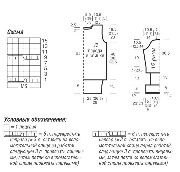 пуловер спицами схема