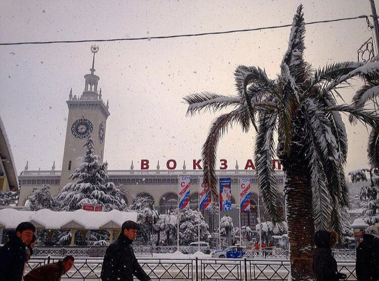 Снегопад в Сочи смотрится эпично