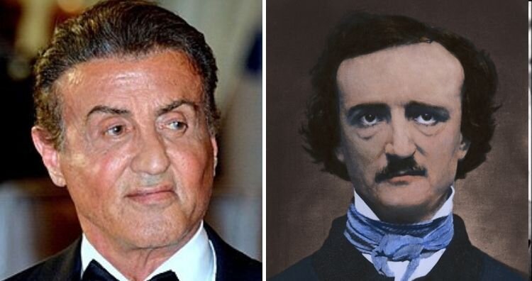 Сильвестр Сталлоне (слева), Эдгар Аллан По. Изображение: Биард Джорджа через Викимедиа , Shutterstock