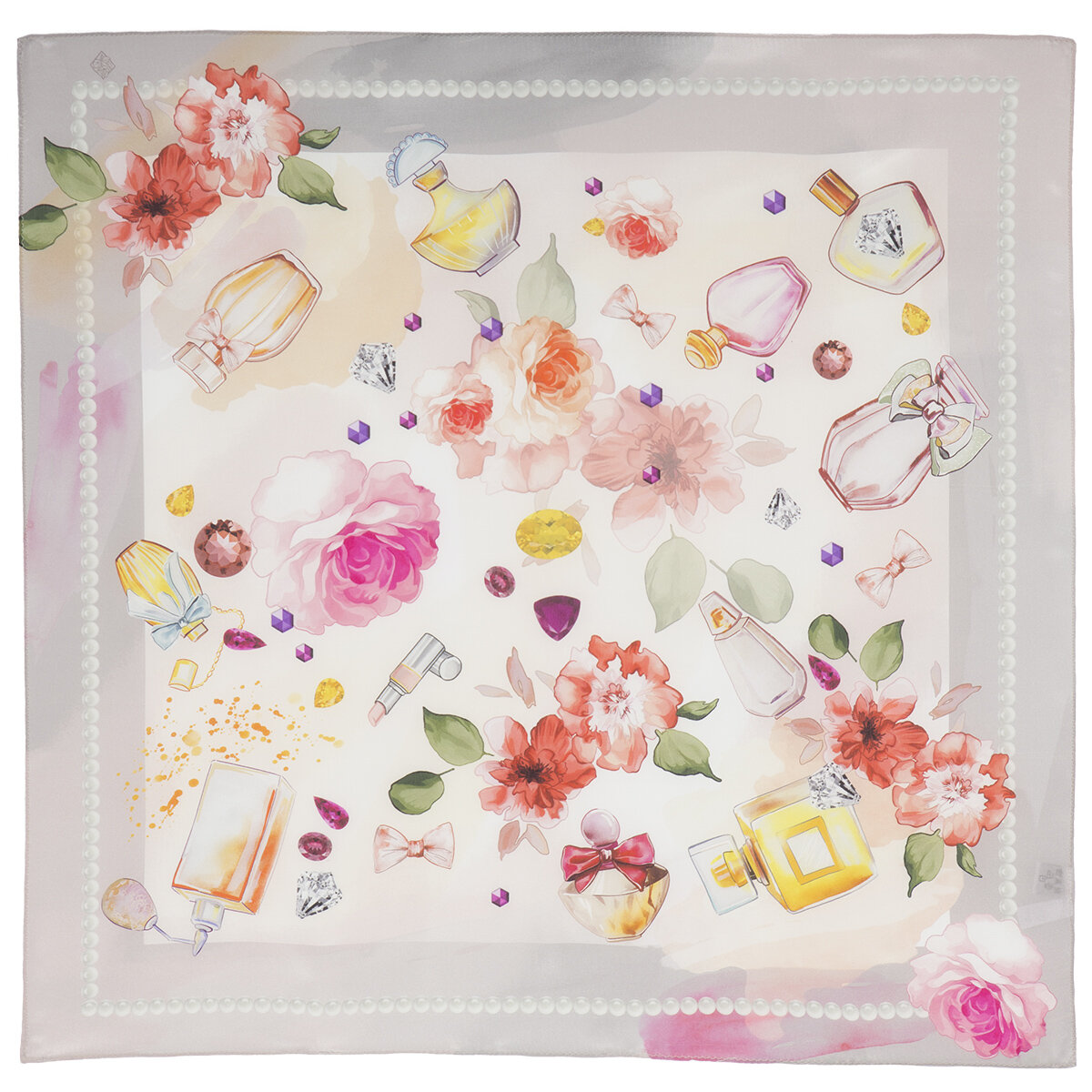 Павлопосадский платок, крепдешин, 65х65 см