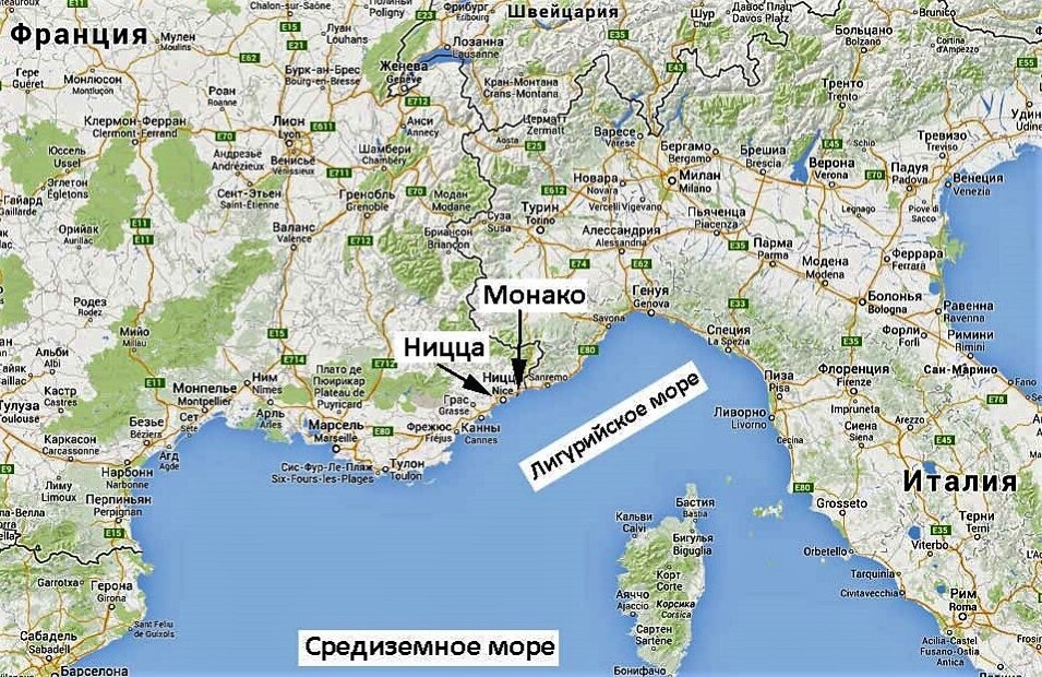 Монако на карте. Источник  https://vk.cc/c6VqDJ