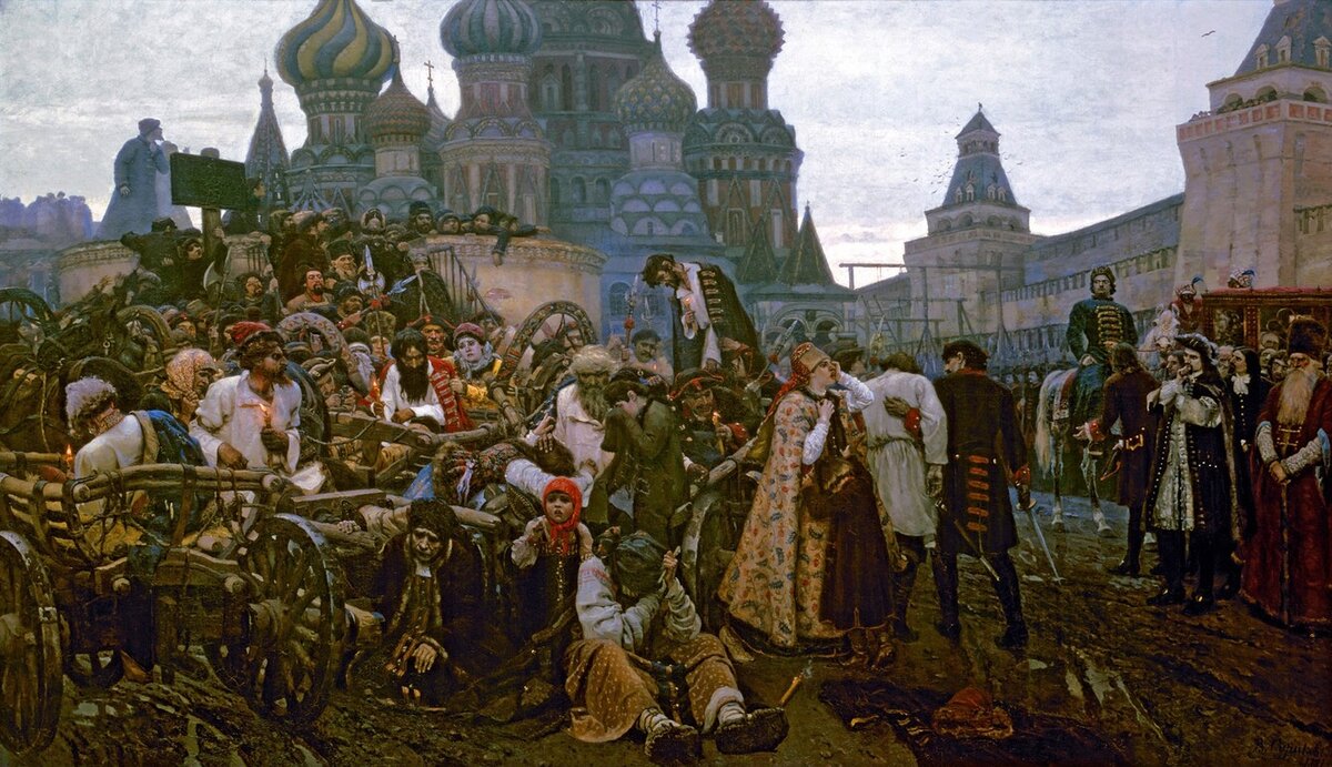 Суриков В. И., «Утро стрелецкой казни», 1881, холст, масло, 218 x 379 см,
Государственная Третьяковская галерея, Москва