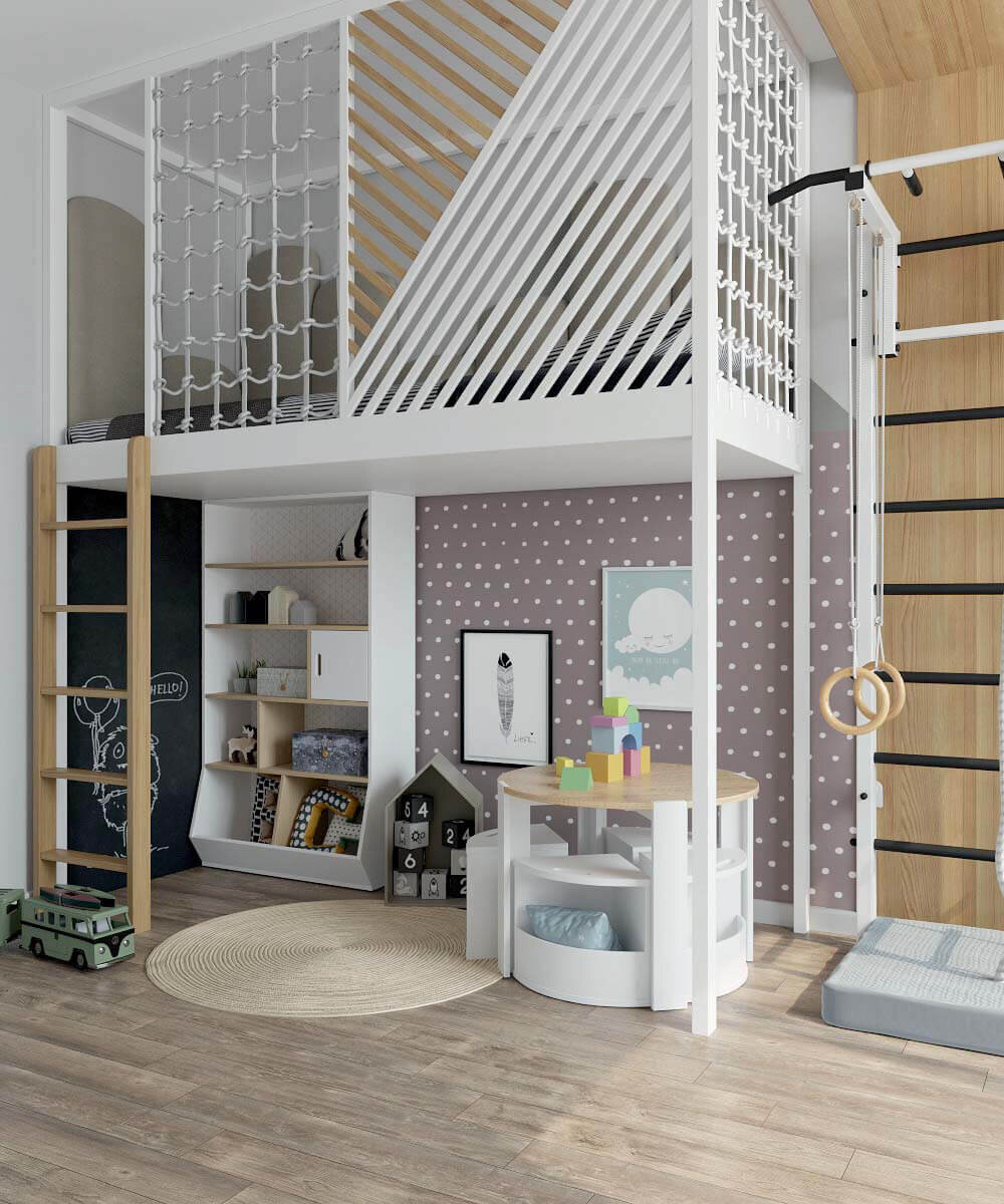 Мягкая игровая зона на верхнем этаже