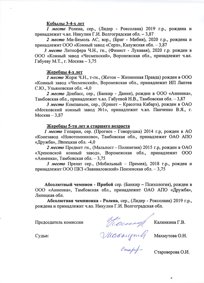 Протокол ринга-выводки, стр. 2. Источник: https://ruhorses.ru/files/docs/1680.pdf