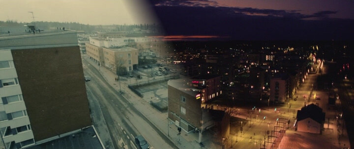 Город в обычных тонах .