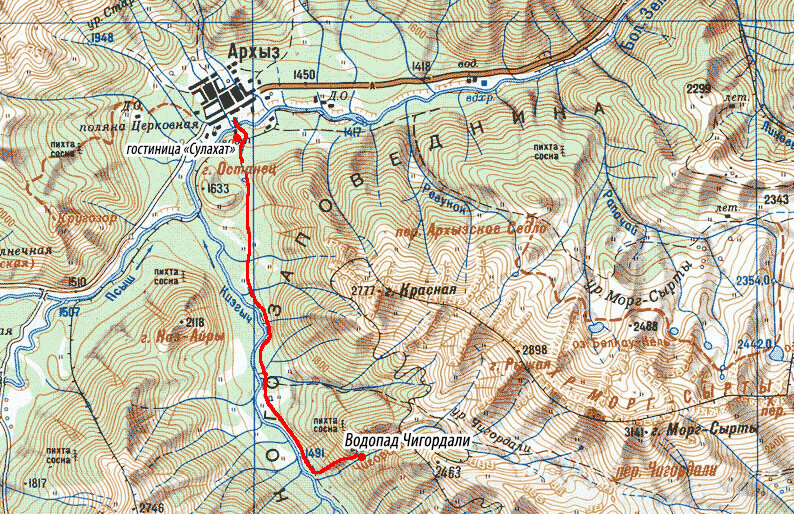 Карта пеших маршрутов архыз
