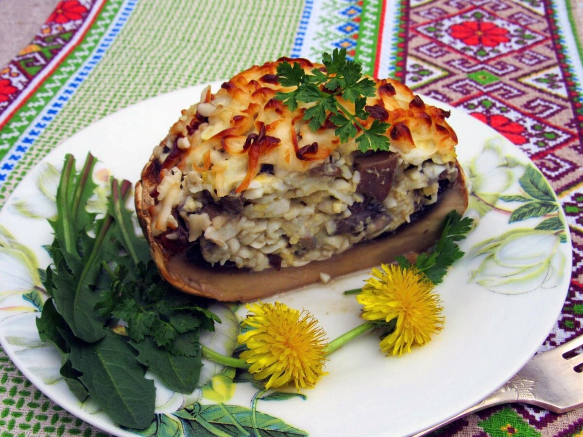 Большие фаршированные шампиньоны - пошаговый рецепт с фото.